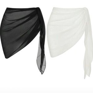 Women’s Waist Tie Cover Up Black & White Skirt. Shawl